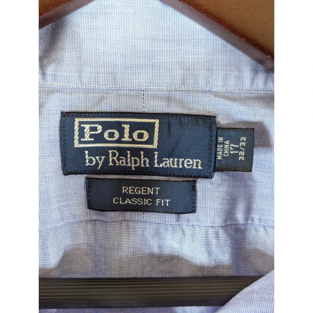 Ralph Lauren‎ Lightweight Button Down Shirt Men's Size 17 32/33 Blue L/S Flaw